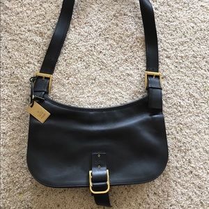 Gucci black leather gold hardware purse bag cross